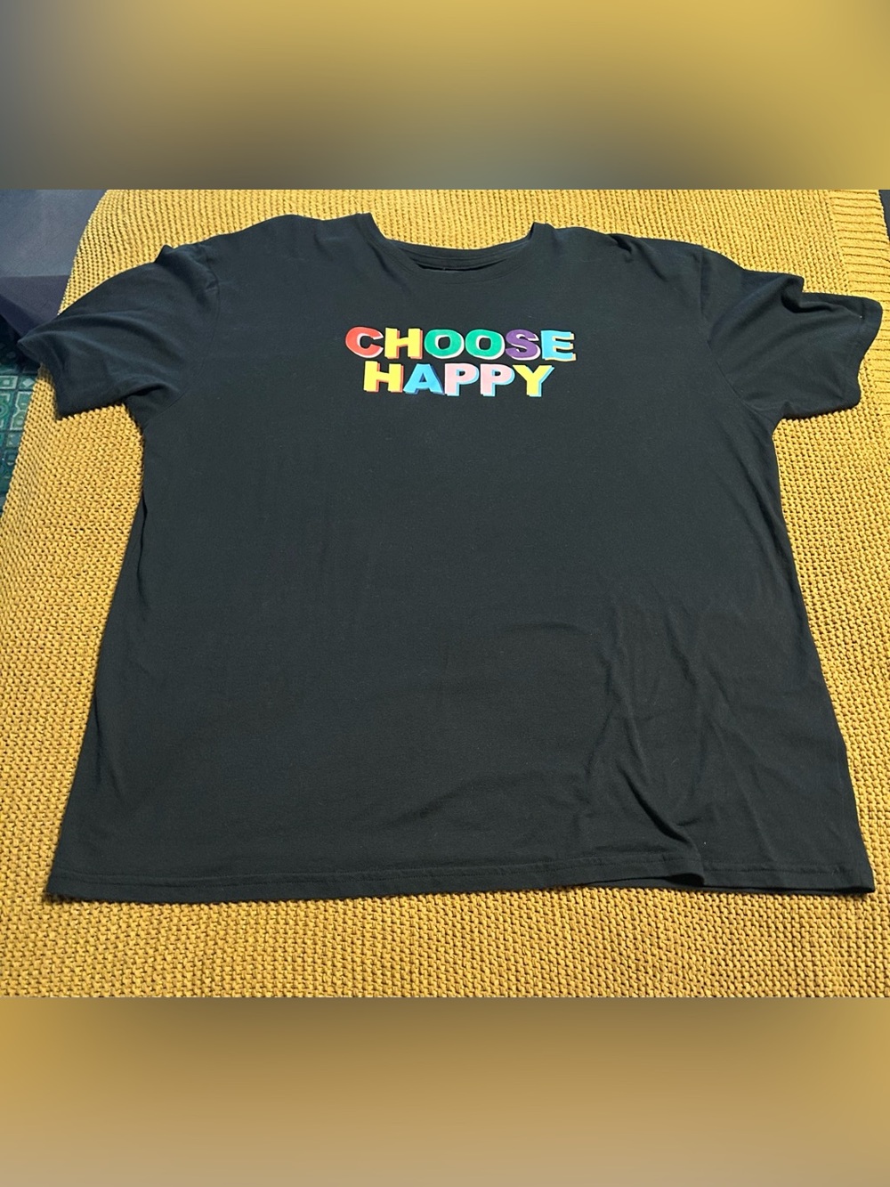 The Phluid Project Black Tee with Rainbow "CHOOSE HAPPY" Graphic